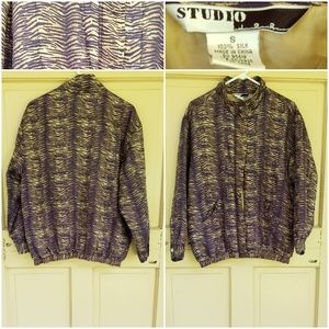 Vtg Studio Silk Windbreaker Bomber Jacket